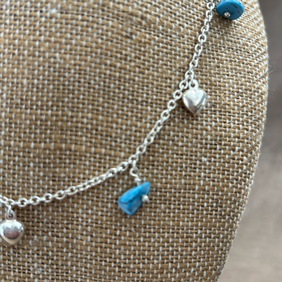 16” Long Turquoise and Silver Necklace Made in Italy. - Picture 2 of 3